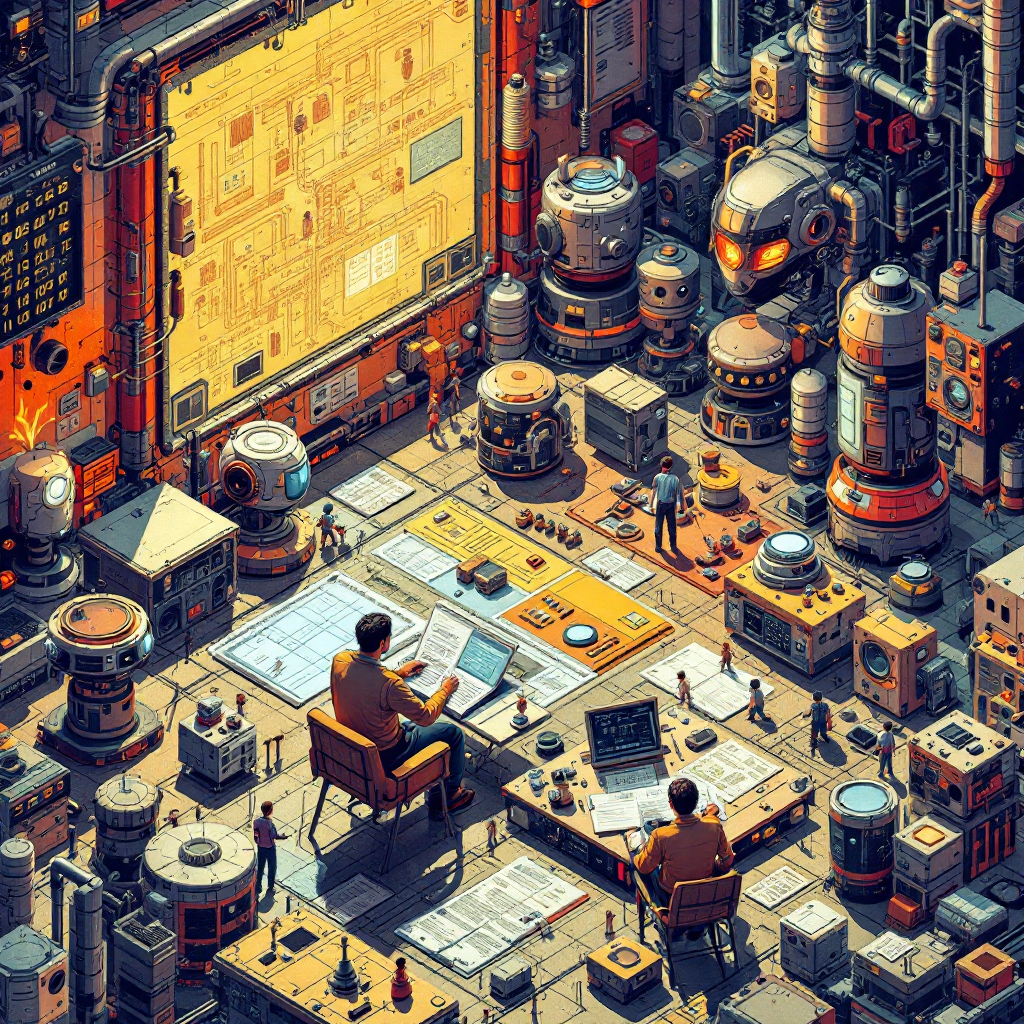 An experienced pilot reviewing detailed flight plans and weather reports before an autonomous navigation system takes control