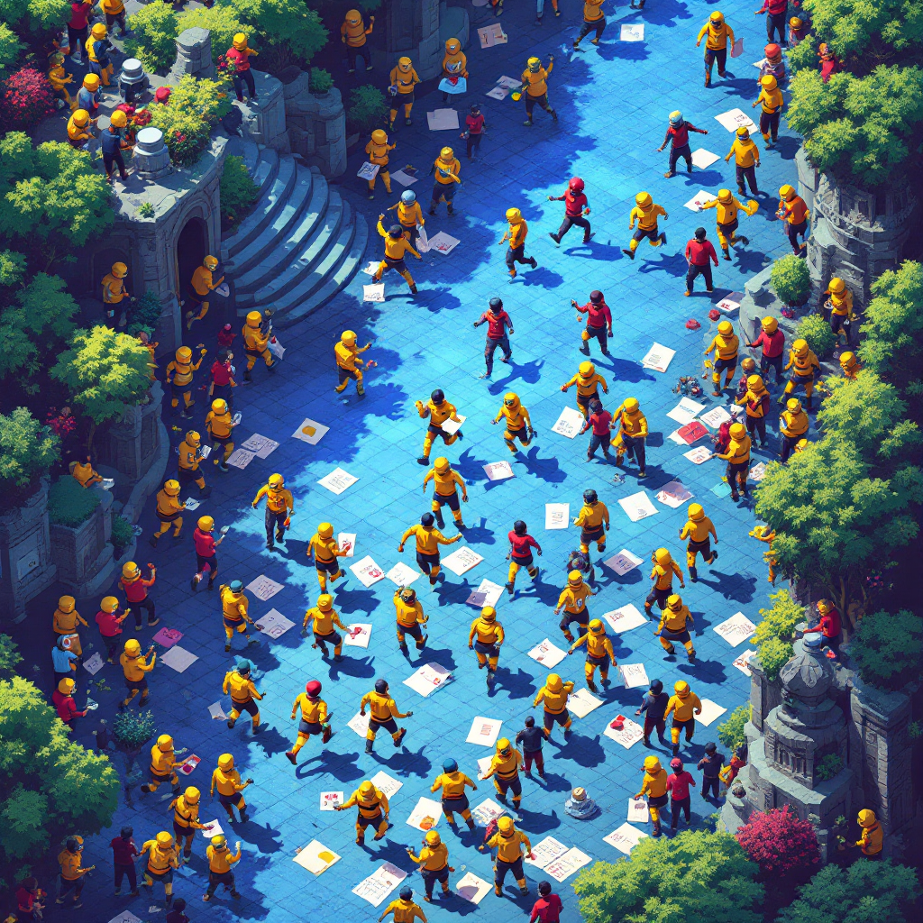 A relay race where runners pass batons containing detailed notes, with each runner starting fresh but carrying forward accumulated knowledge